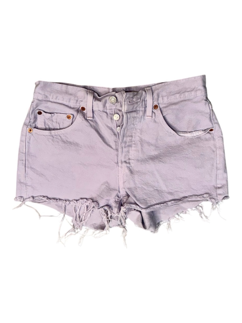 Levi's  501 Lavender Distressed Denim Cutoff Shorts